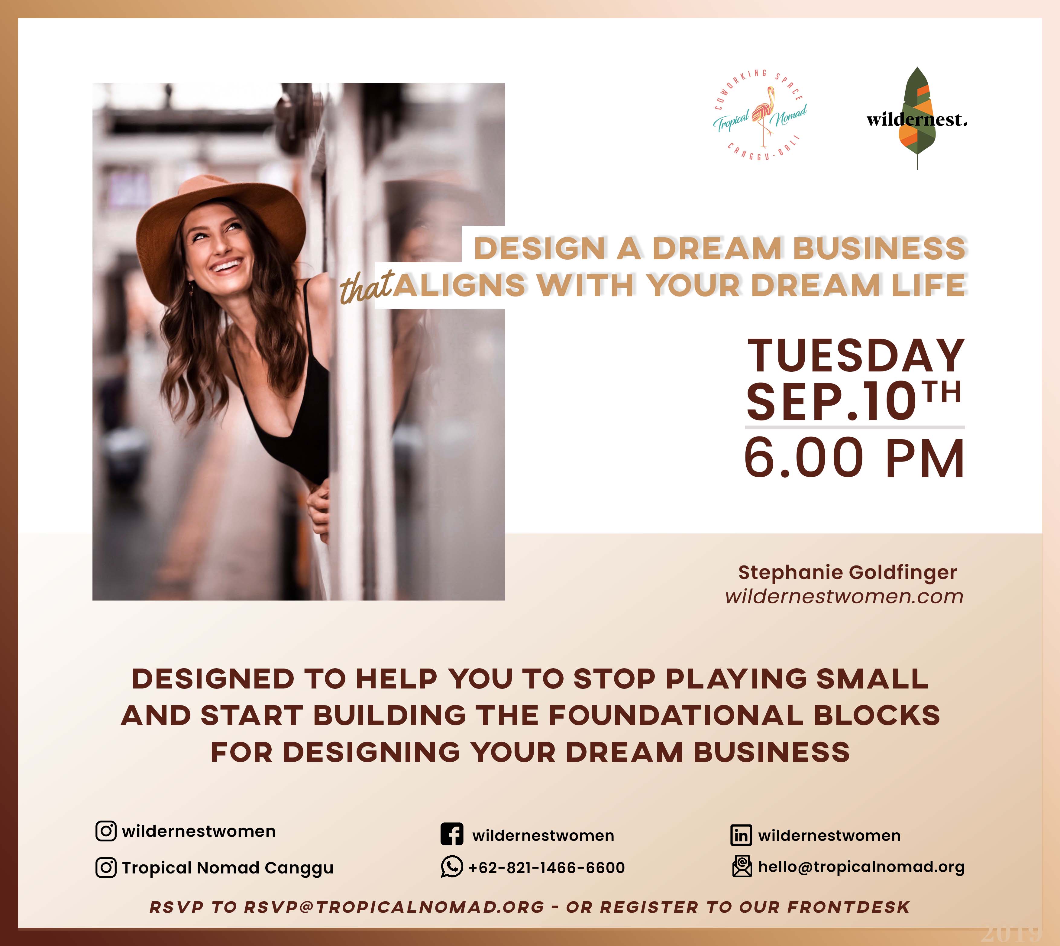 Tropical Nomad Coworking - Design a Dream Business That Aligns With Your  Dream Life by Stephanie Goldfinger | Eventi | Tropical Nomad Coworking